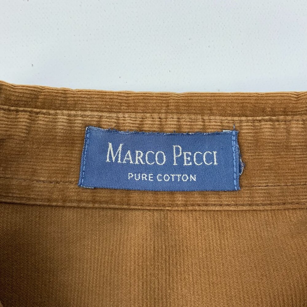 Vintage Marco Pecci Corduroy Cotton Button Up Shirt Caramel Brown Sz M - Picture 7 of 16